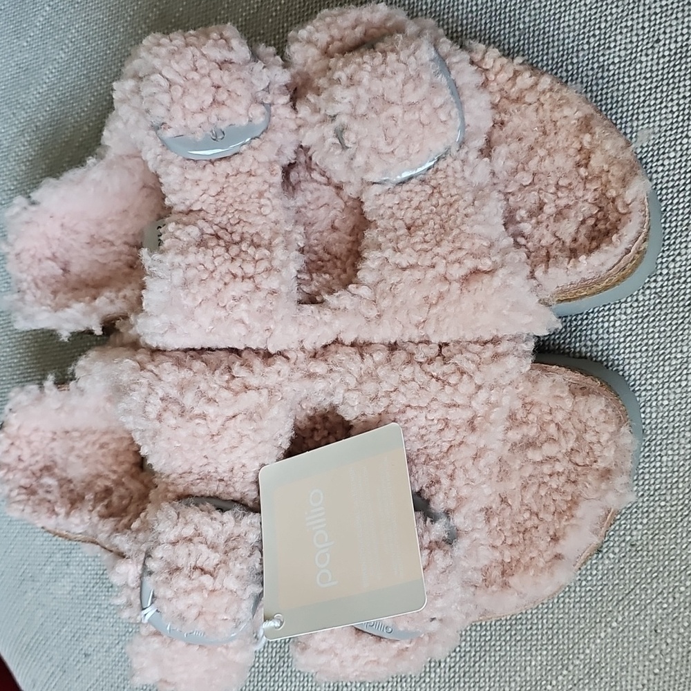 Birkenstock Pink Fuzzy Slippers - Picture 6 of 9